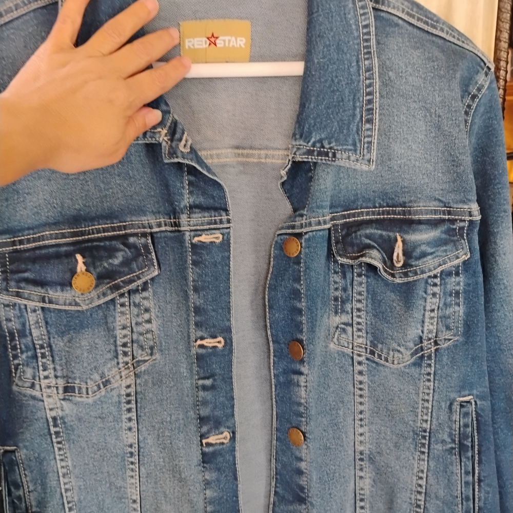 Embroidered Blue Denim Jean Jacket - Sugar Skull - Picture 2 of 10